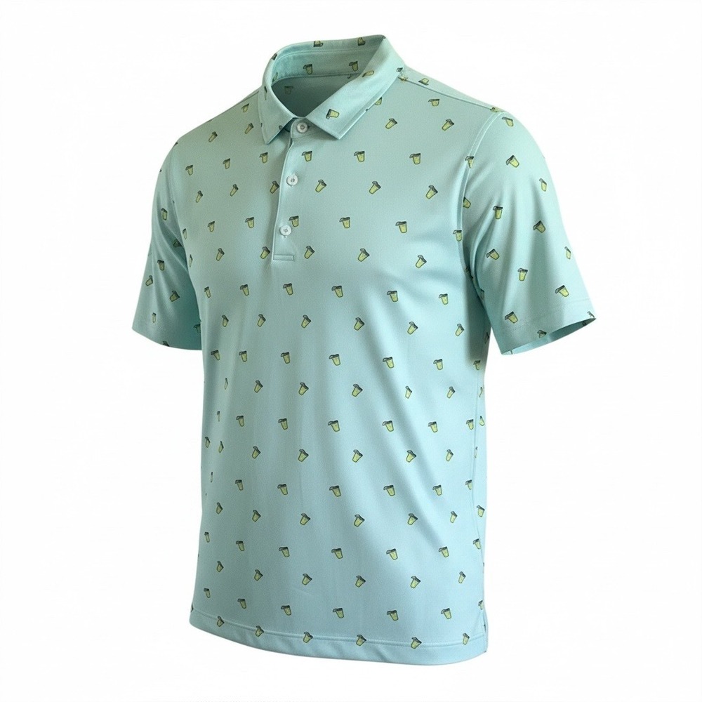 Deolax Margarita Cocktail Golf Polo Shirt Mens XL Mint‎ Green Performance Preppy